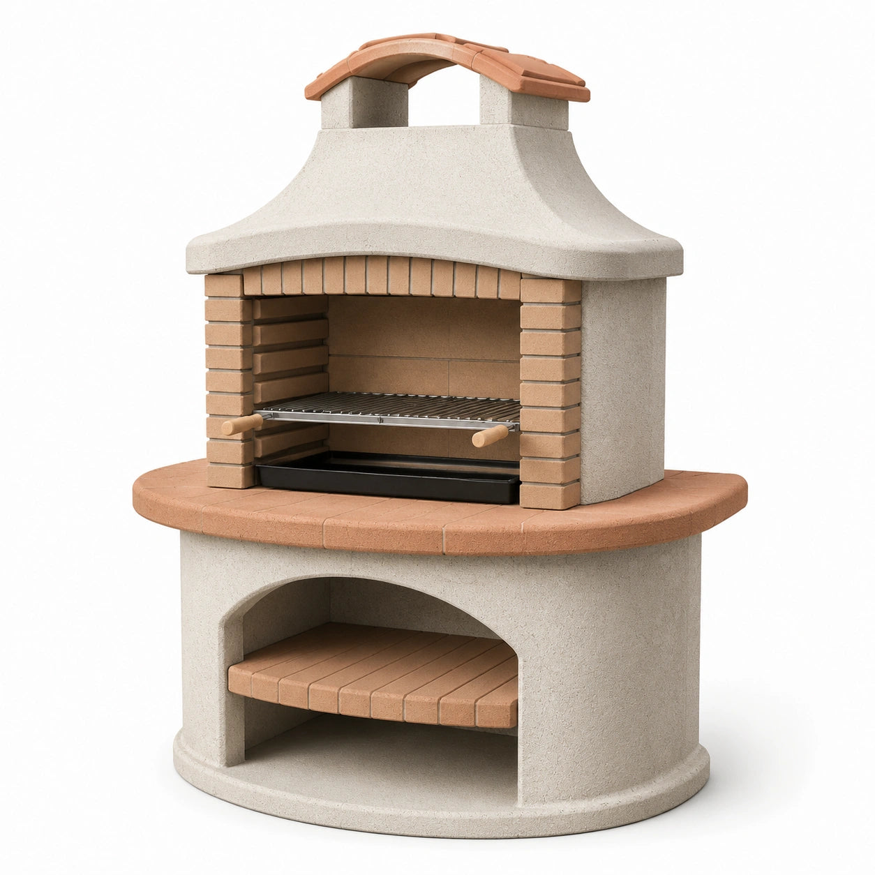 Grillkamin aus Beton und gebranntem Ziegel 150x65x205 cm Beige/Braun