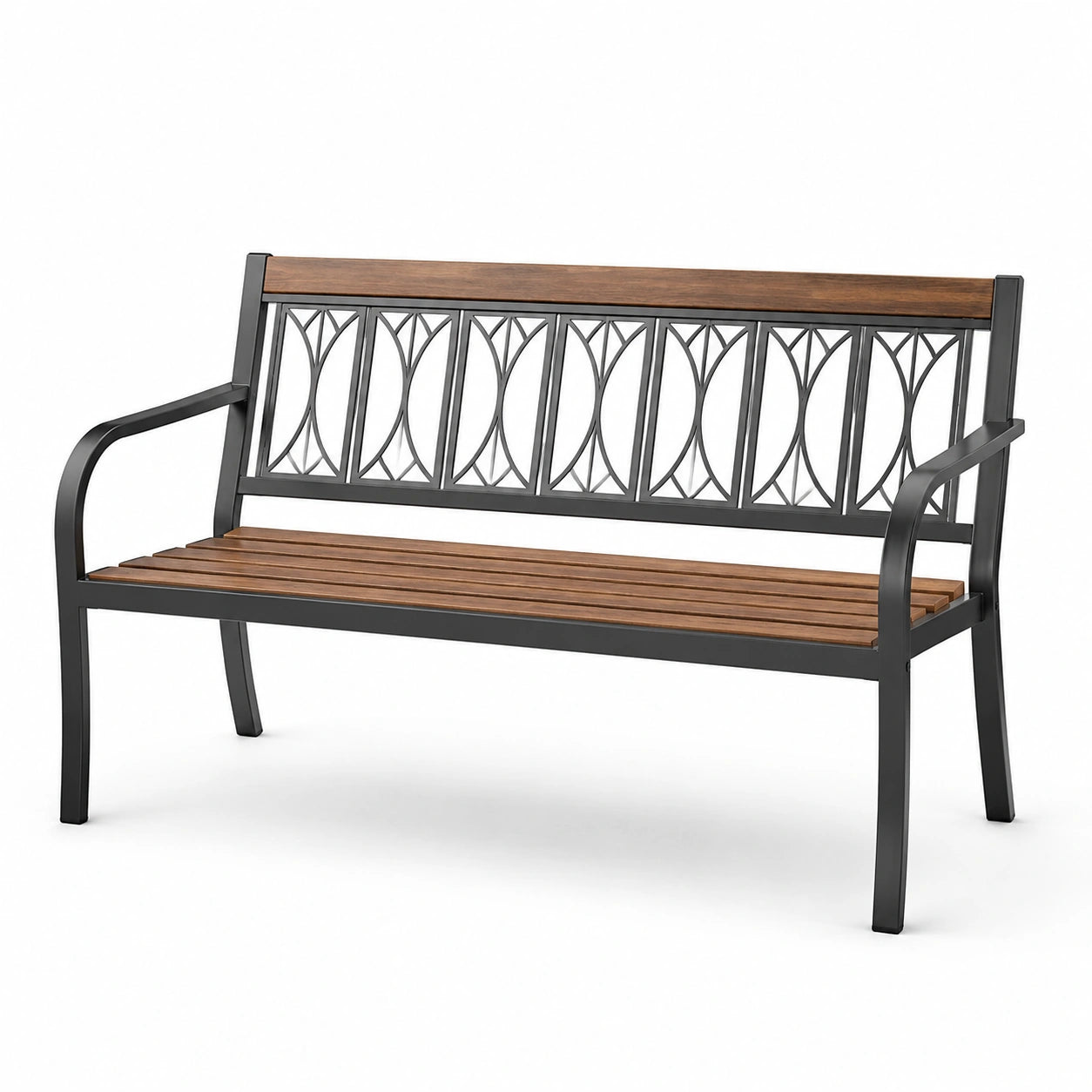 Gartenbank aus Holz und Metall Schwarz/Braun 126cm