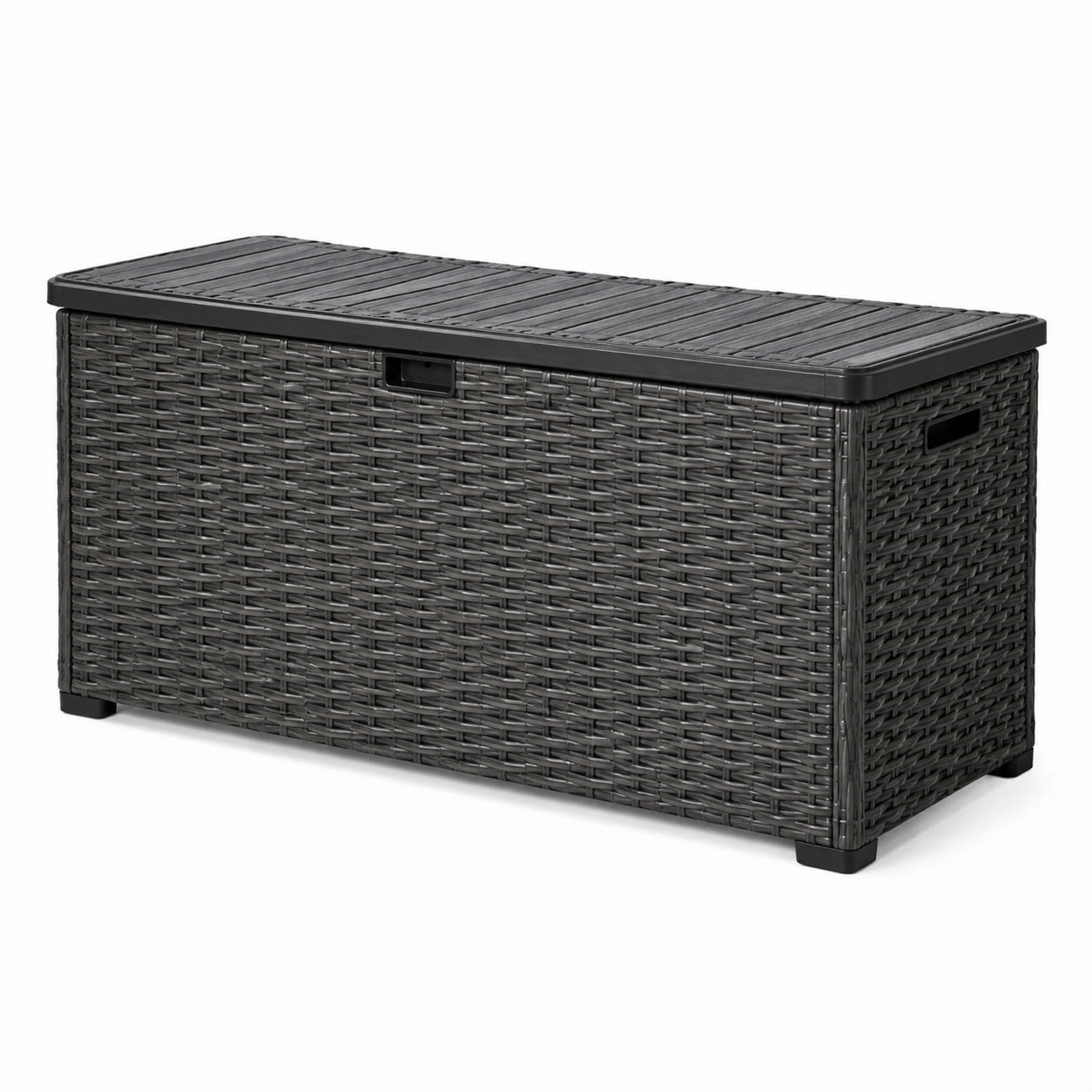 Kunststoff Aufbewahrungsbox in Rattan Optik Anthrazit