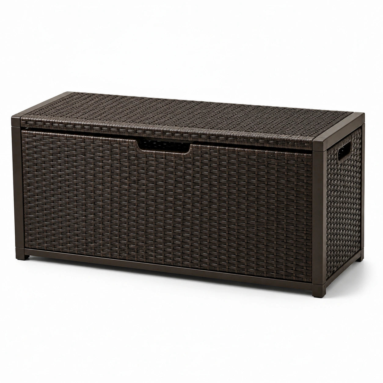 Gartenbox aus Polyrattan mit Stahlrahmen Braun