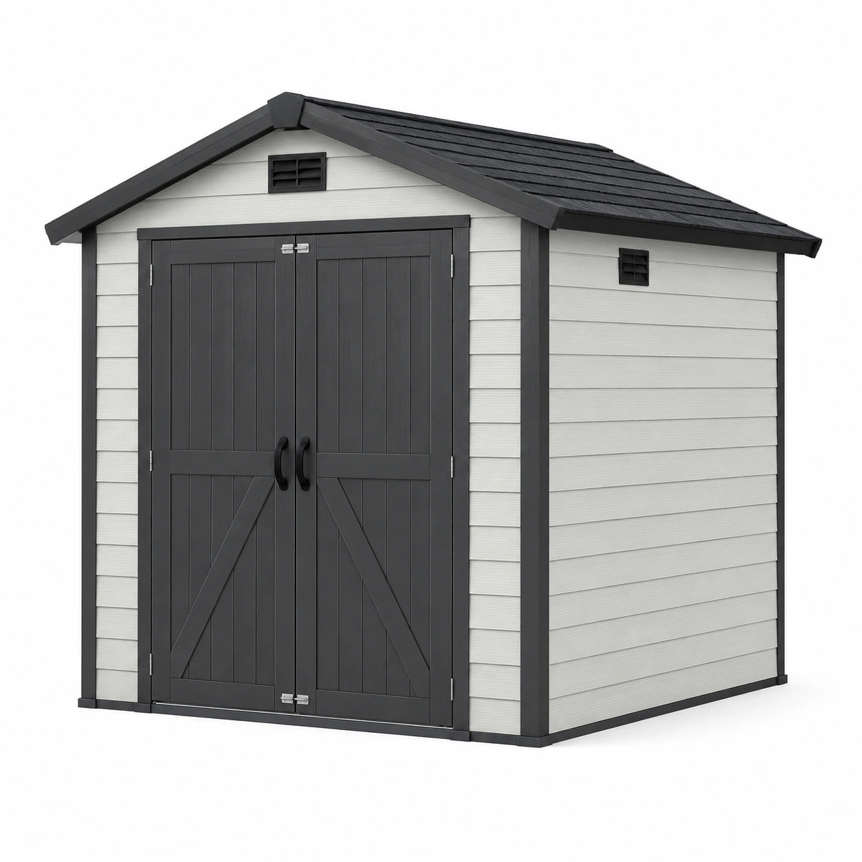 Kunststoff Gartenhaus mit Doppelwand 185x152x226 cm Grau und Weiß