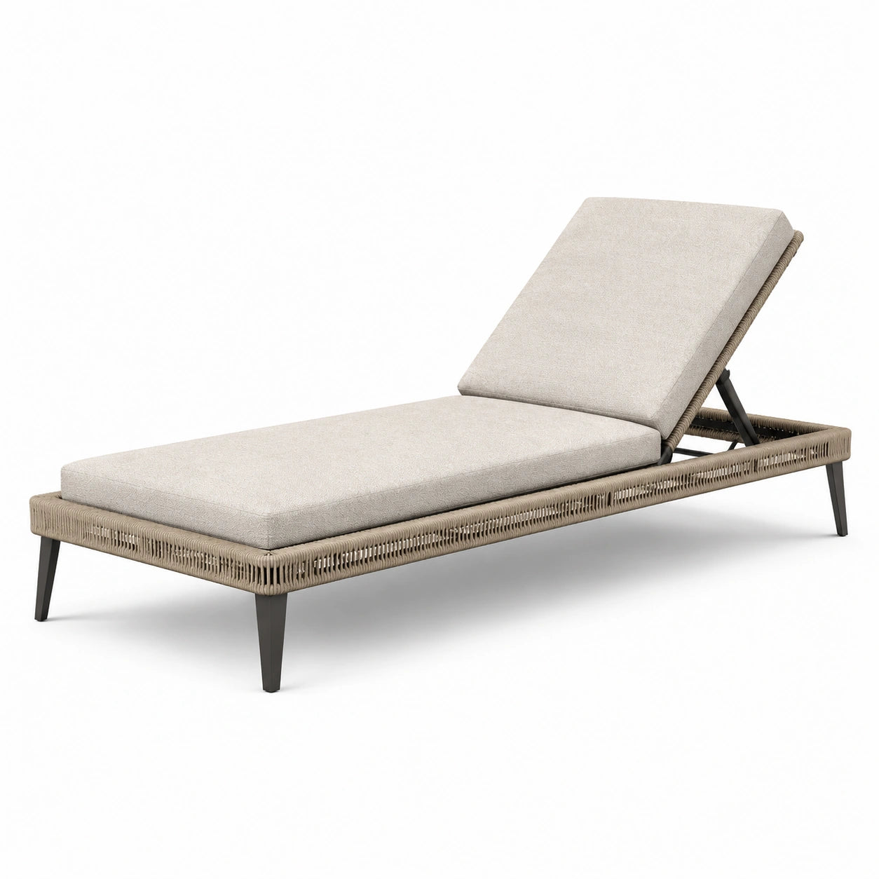 Verstellbare Rattan Sonnenliege aus Metall in Beige 200 cm