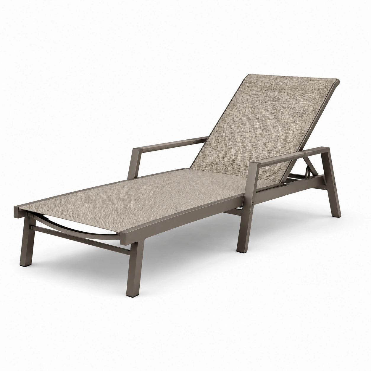 Verstellbare Aluminium Gartenliege mit Textilgewebe in Taupe