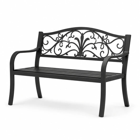 Metall Gartenbank 120cm Schwarz