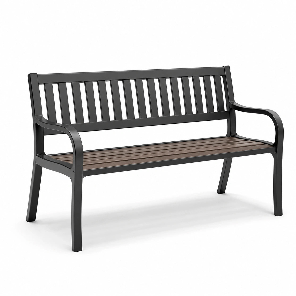 Gartenbank Aluminium und Polypropylen 120cm Schwarz/Braun