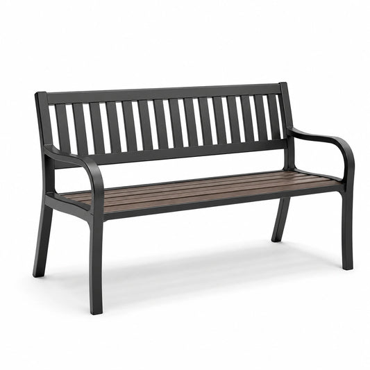 Gartenbank Aluminium und Polypropylen 120cm Schwarz/Braun