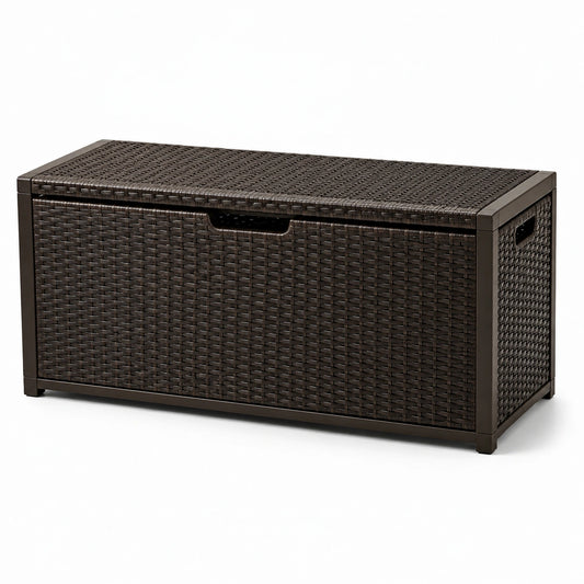 Gartenbox aus Polyrattan mit Stahlrahmen Braun