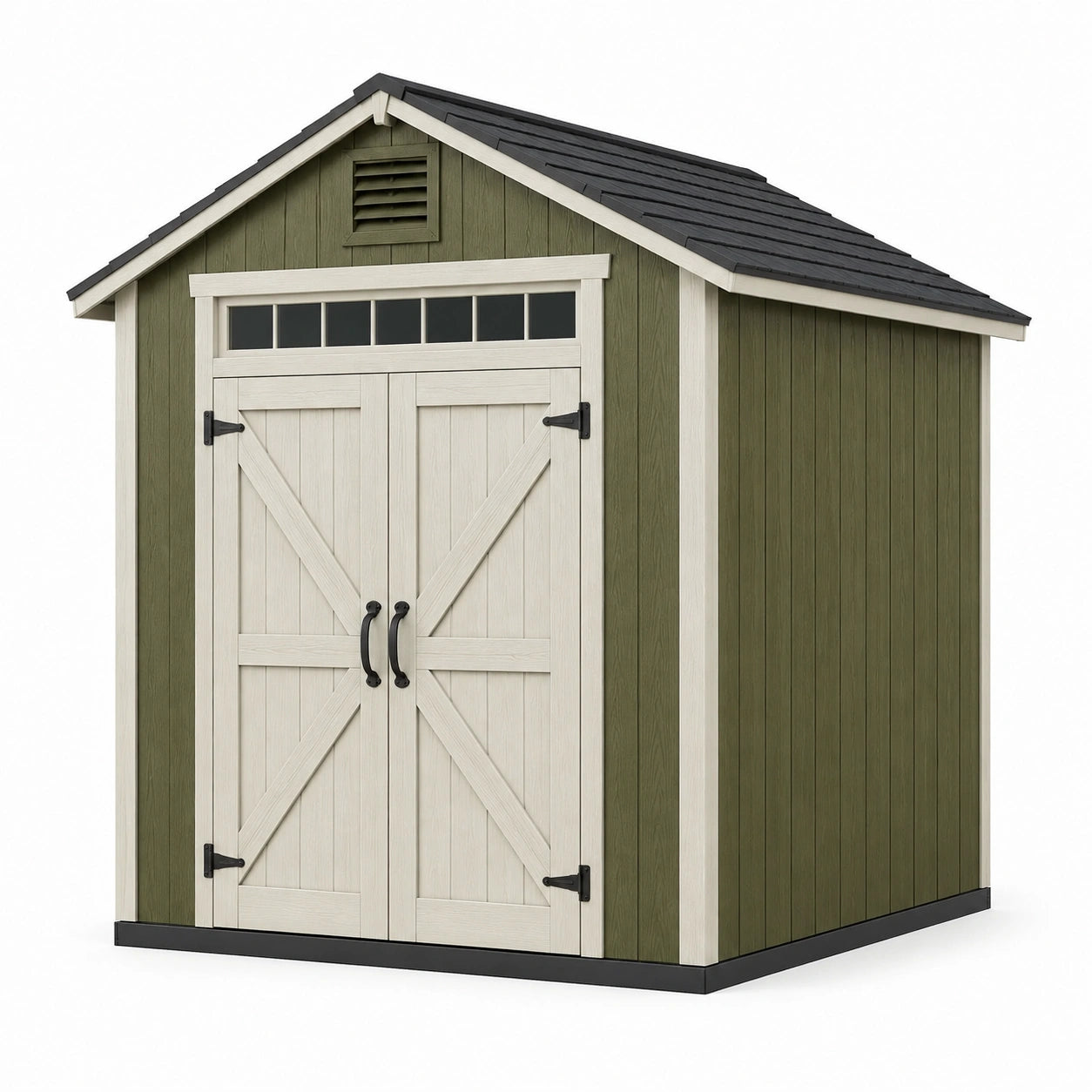 Gartenhaus Holzimitat Polypropylen-Grün/Beige 185 x 200 x 220 cm Doppeltür
