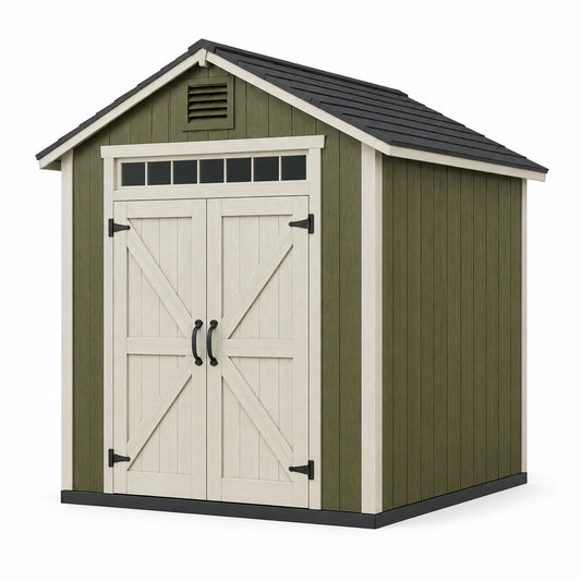 Gartenhaus Holzimitat Polypropylen-Grün/Beige 185 x 200 x 220 cm Doppeltür