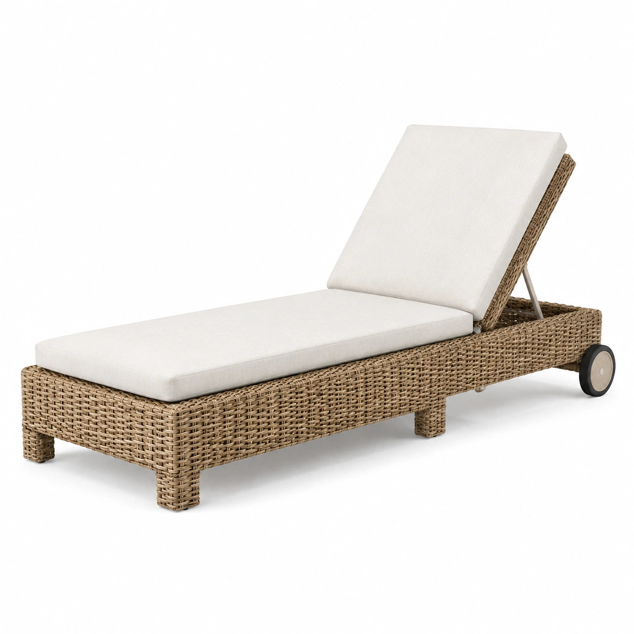 Polyrattan Gartenliege mit verstellbarer Rückenlehne Natur Beige