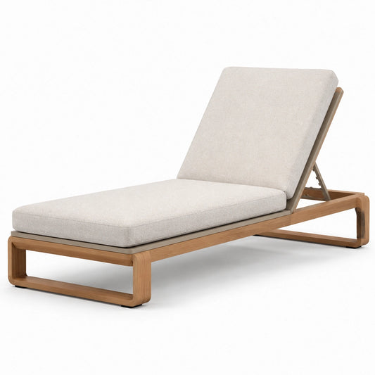 Gartenliege mit Teakholzrahmen und Polyesterpolsterung Beige