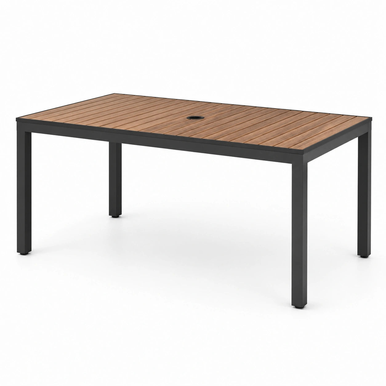 Gartentisch aus Aluminium und Teakholz 150x90 cm Braun/Schwarz
