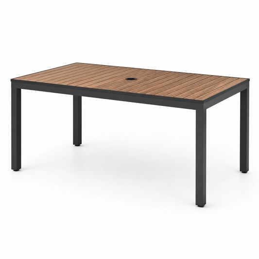 Gartentisch aus Aluminium und Teakholz 150x90 cm Braun/Schwarz