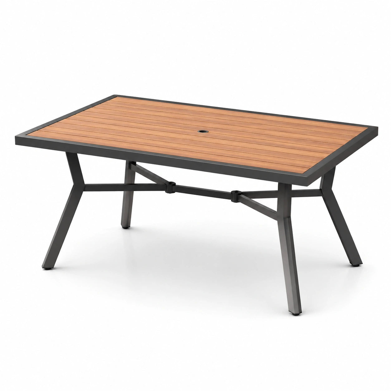 Gartentisch Aluminium mit Teakholzplatte 150x90x75 cm Braun/Schwarz